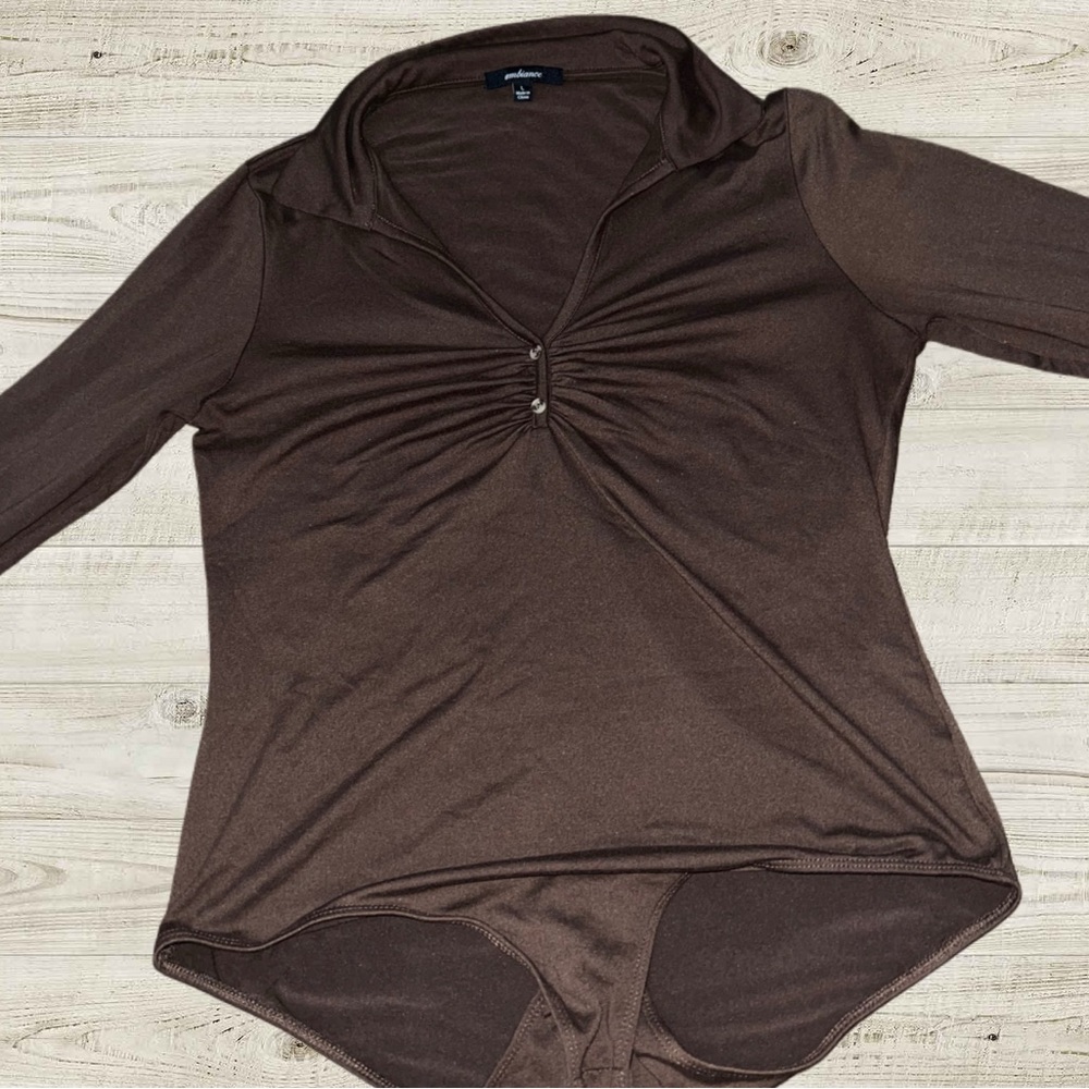 Ambiance Brown Long Sleeve Bodysuit